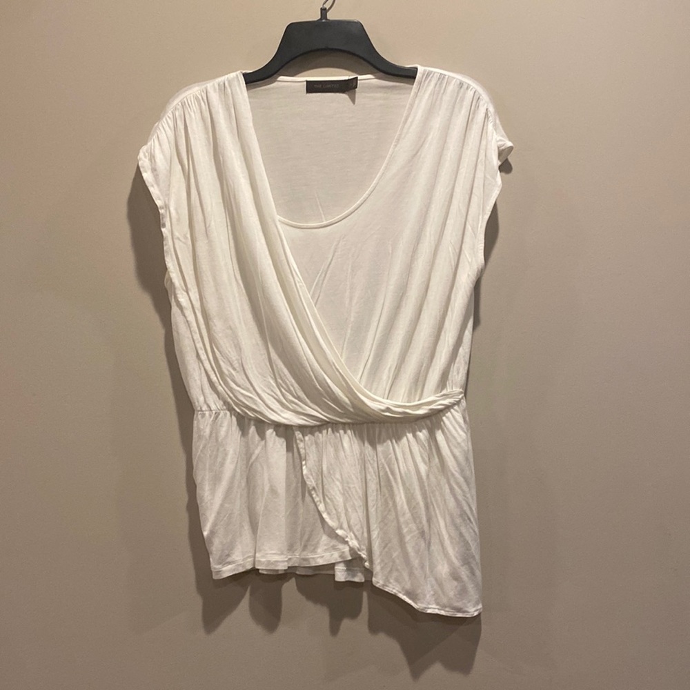 The Limited cream elastic fitted waist with wrap design